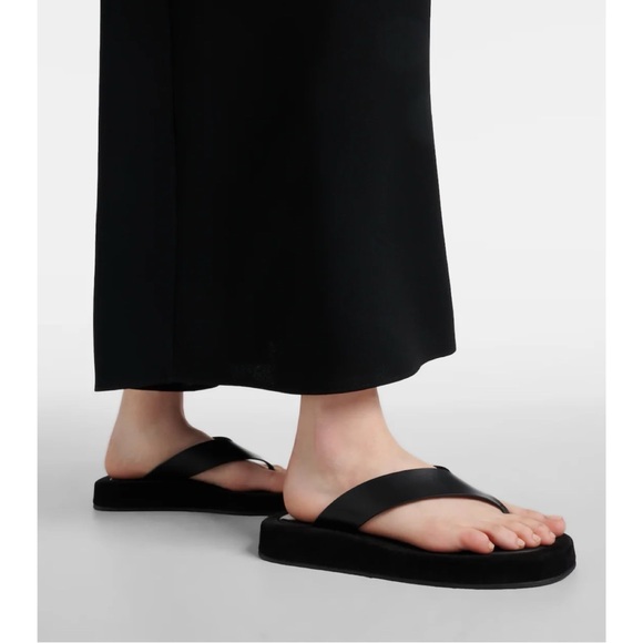 The Row Ginza Black Suede and Leather Platform Flip Flop Sandals size 40.5 - Picture 2 of 11